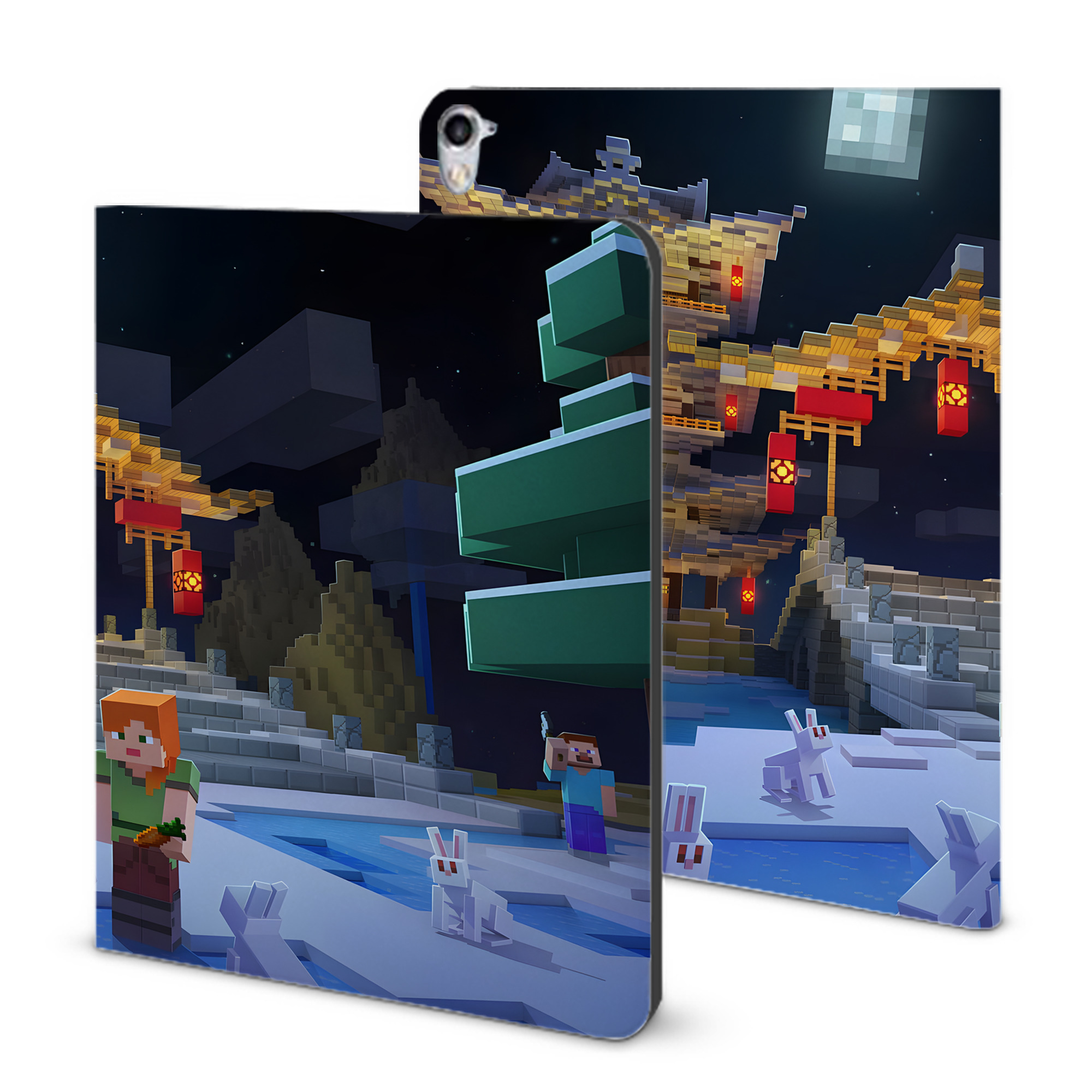 （画像用） マインクラフト ブロックの世界 Minecraft MC Block world IPad ケース ブック型 PUレザー TPU 耐衝撃 軽量 薄型 ペン収納なし 全面保護 IPad 各モデル対応